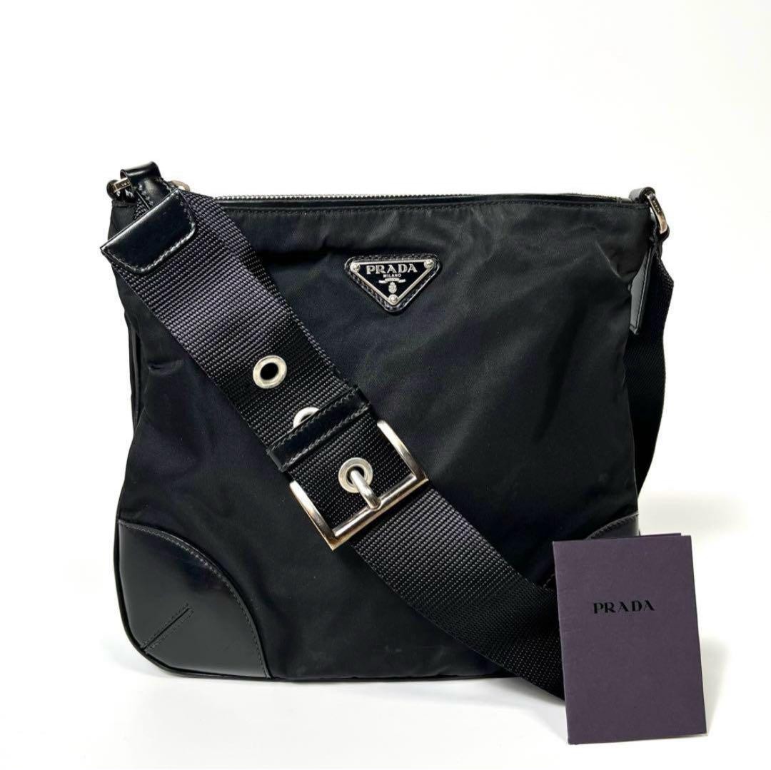 PRADA Black Nylon & Leather Shoulder Bag Crossbody Japan Import  