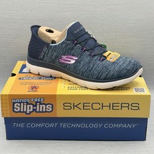 Skechers Women s 9.5 Sneakers Blue Slip Ins Hands Free Summits Comfort 149937