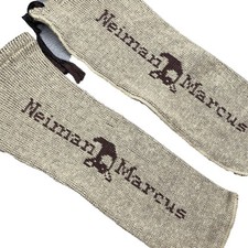 Neiman Marcus Knit Shoe Bag x2 Vintage Travel Storage Dust Cover Brown