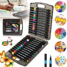 24 Colours Acrylic Paint Pens for Rock Painting Wood Ceramic Fabric Metal Canvas