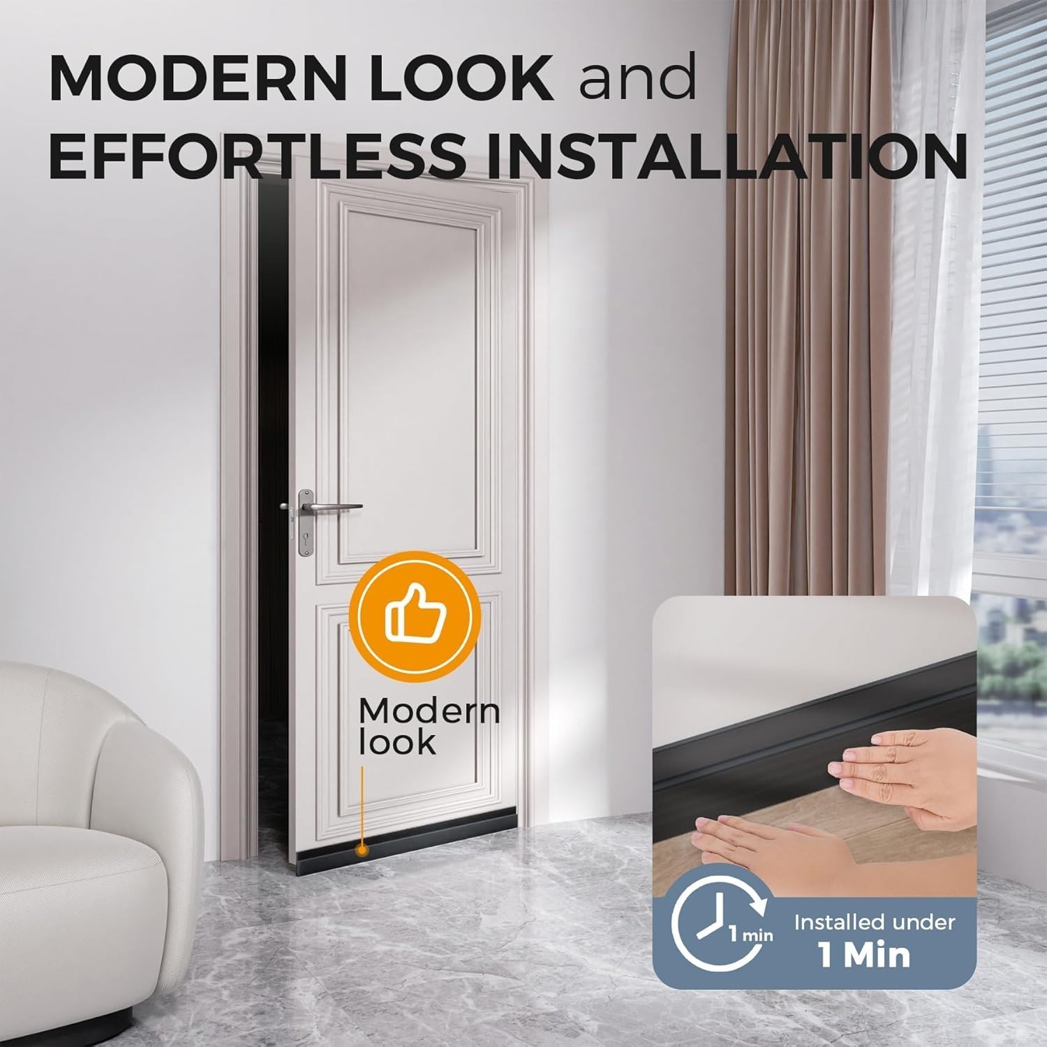 6.6 ft Under Door Draft Stopper, Home Improvement, Weather Stripping Door Seal,