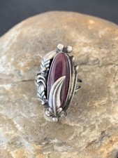 Navajo Purple Spiny Oyster Ring  Sterling Silver  Sz 6  Handmade  3476