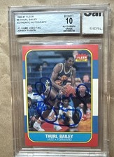 1986 FLEER BASKETBALL #6 THURL BAILEY JERSEY FUSION BGS 10 AUTO GU TAG RARE