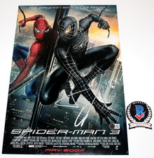 TOPHER GRACE SIGNED 'SPIDER-MAN 3' VENOM 12x18 MOVIE POSTER BECKETT BAS COA