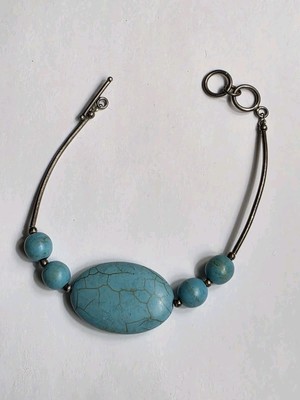 Sterling silver dyed howlite beaded bracelet toggle clasp adjustable