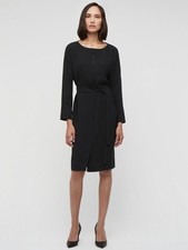 Jigsaw Women's Dress UK 8 Black Belted Keyhole Knee Length Smart