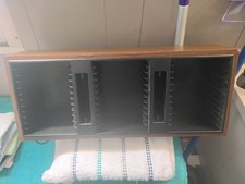 vintage wood grain cd storage 30 slot box wall mountable media