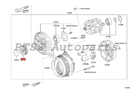 274150W040 OEM Dayco Alternador Desacoplador Polea Para Toyota Matrix Camry 2.4L Foto 3 de 3