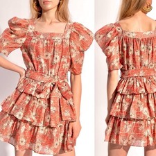 $745 Ulla Johnson Pre-Fall 21 Elisse Dress New NWOT sz 6 mini tiered ruffle tie
