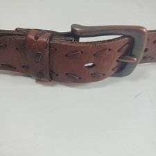 Levi Belt Vintage 1980s Leather Belt Brown Sz 36 Whip Stitch Accent 1.5" Wide