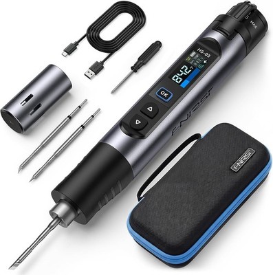 FNIRSI HS-03 Cordless Soldering Iron USB-C Rechargeable 2600mAh 5 Temp Setting