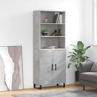 Highboard Betongrau 69,5X34X180 Cm Holzwerkstoff Wohnzimmer Modern