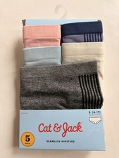 Cat  Jack Underwear Girls S Small 6/7 Hipster 5 Pack Multicolor Seamless New