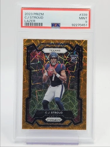 C.J. STROUD 2023 PANINI PRIZM ROOKIE FOOTBALL LAZER A RC PSA 9 Q5190