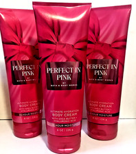 PERFECT IN PINK BODY DAILY CREAM LARGE 8 OZ BATH BODY WORKS 3 PACK LOT NEW