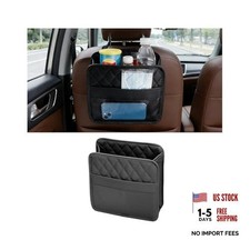 Car Seat Back Organizer, Leather Automotive Backseat Hanging Black/Transparent