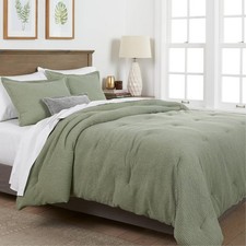 Full/Queen Washed Waffle Weave Comforter and Sham Set Sage Green - Threshold: