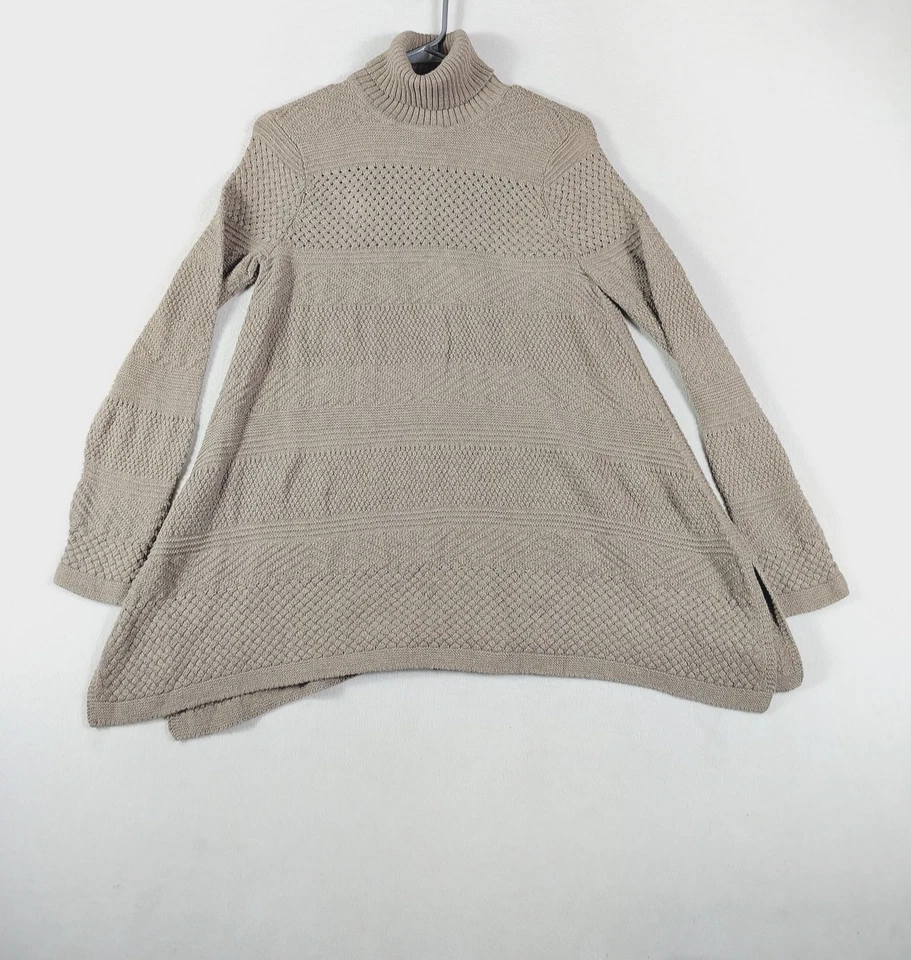 Eight Eight Eight Sweater Womens Small Beige Turtleneck Tunic Cabincore Cozycore - Image 2 of 4