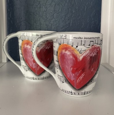 Konitz Of Germany Love Song Sheet Music Set of 2 Mugs 12oz Rare Find