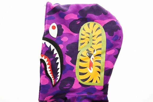 A BATHING APE (BAPE) Felpa con cappuccio A Bathing Ape ABC Shark viola L