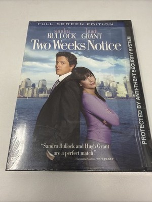 Two Weeks Notice (DVD, 2003, Full Screen) NEW SEALED Hugh Grant Sandra Bullock