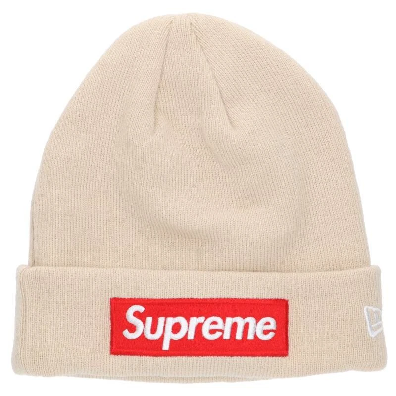 Supreme 24Aw boîte logo bonnet tricot chapeau beige 123052 Hj120 H2357