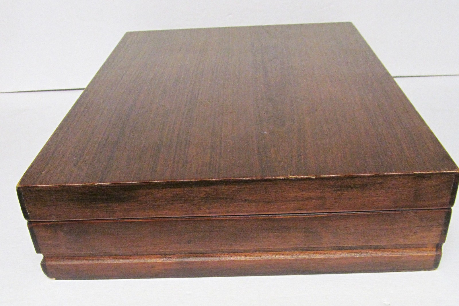 VINTAGE WOOD STORAGE FLATWARE CHEST(NO DIVIDERS) Distressed 14.75"x11