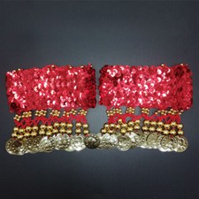 1 Pair Women Belly Dance Bracelet Bling Sequin Elastic Arm Armband Performance