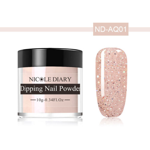 85 Colors Nail Dipping Powder Nail Art Pigment Glitter Dust Manicure No UV Lamp - Imagen 19 de 95