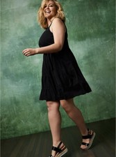 Torrid Dress Women Plus Black 2 18 20 Deep Little Tiered Mini Flattering Sexy