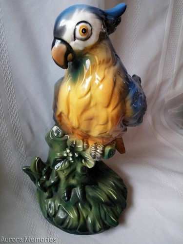 Vintage Italian Ceramic Porcelain Majolica? Parrot Bird Statue Figure 12" Tall - Bild 1 von 6
