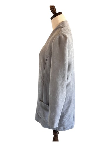 Draper's & Damon's Sz L Gray Faux Suede Long Blazer Soft Quiet Luxury Old Money - Picture 7 of 20