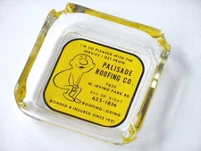 PALISADE ROOFING Glass Advertising Ashtray ~ Irving Park, Chicago ILL