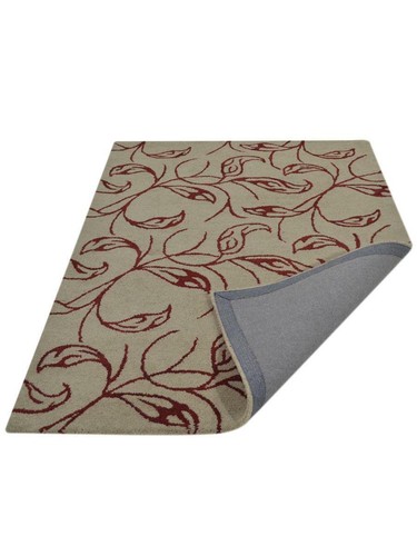 Eco-Friendly Hand Tufted Wool Area Rug Floral Cream Red BBH Homes BBK00726 - Picture 4 of 5