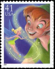 US Scott # 4193, Peter Pan & Tinkerbell, Disney Magic, 2007 41¢ Stamp, MNH