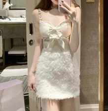 New Women's Sleeveless Rhinestones Bowknot Sweet Slim Fit Mini Dress Party