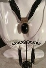 Black Seed Bead Multi Strand Pendant Necklace Dangling Earrings Jewelry Set — photo 2