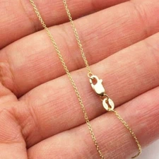 14K Yellow Gold 1mm Diamond-Cut Cable Chain (Solid Links) 16"-18" Adjustable