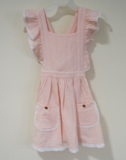 NWT Serendipity From Shrimp & Grits Pink Gauze Cotton Jumper Girl's Size 4-5