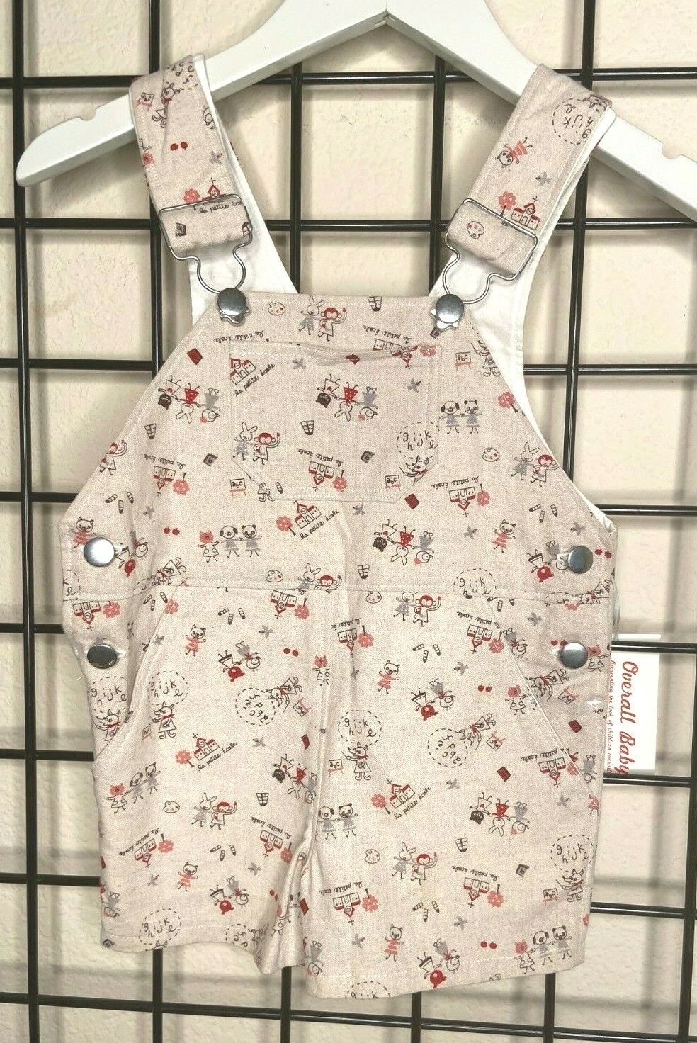 NEW NWT Natural Taupe/Tan Adorable Printed Shorts Overall-by Overall Baby Sz 2Y