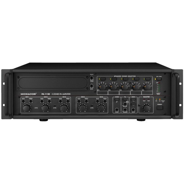 PA-1120 Monacor Amplificatore mixer PA mono 5 zone 100V 170W PA1120