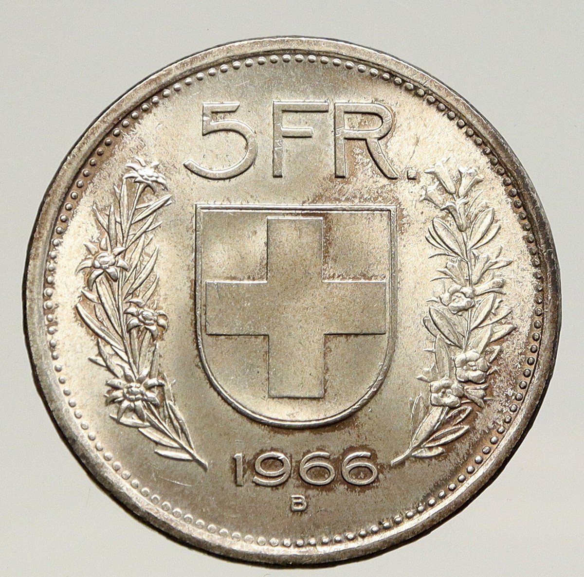 ⭐︎フィンチェリー5⭐︎ 1966 B Switzerland Founding HERO WILLIAM TELL 5 Francs Silver