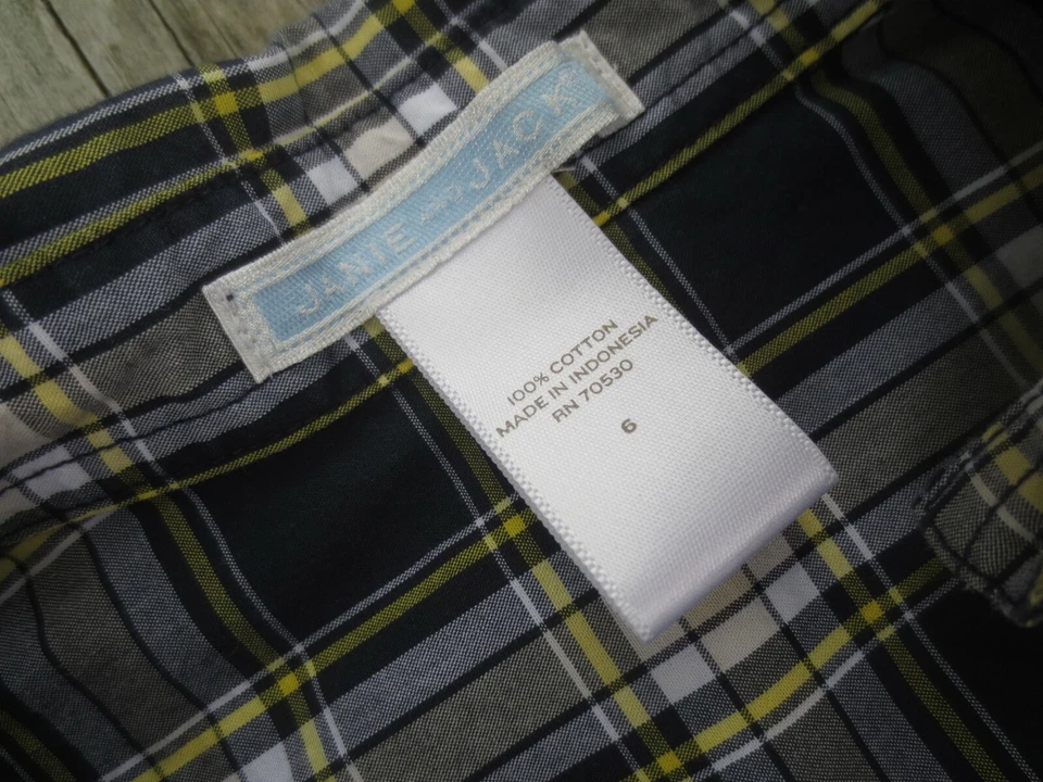 Janie and Jack ~ Sailboat Club ~ для мальчиков синяя желтая клетчатая рубашка на пуговицах ~ размер 6 - Изображение 4 из 4