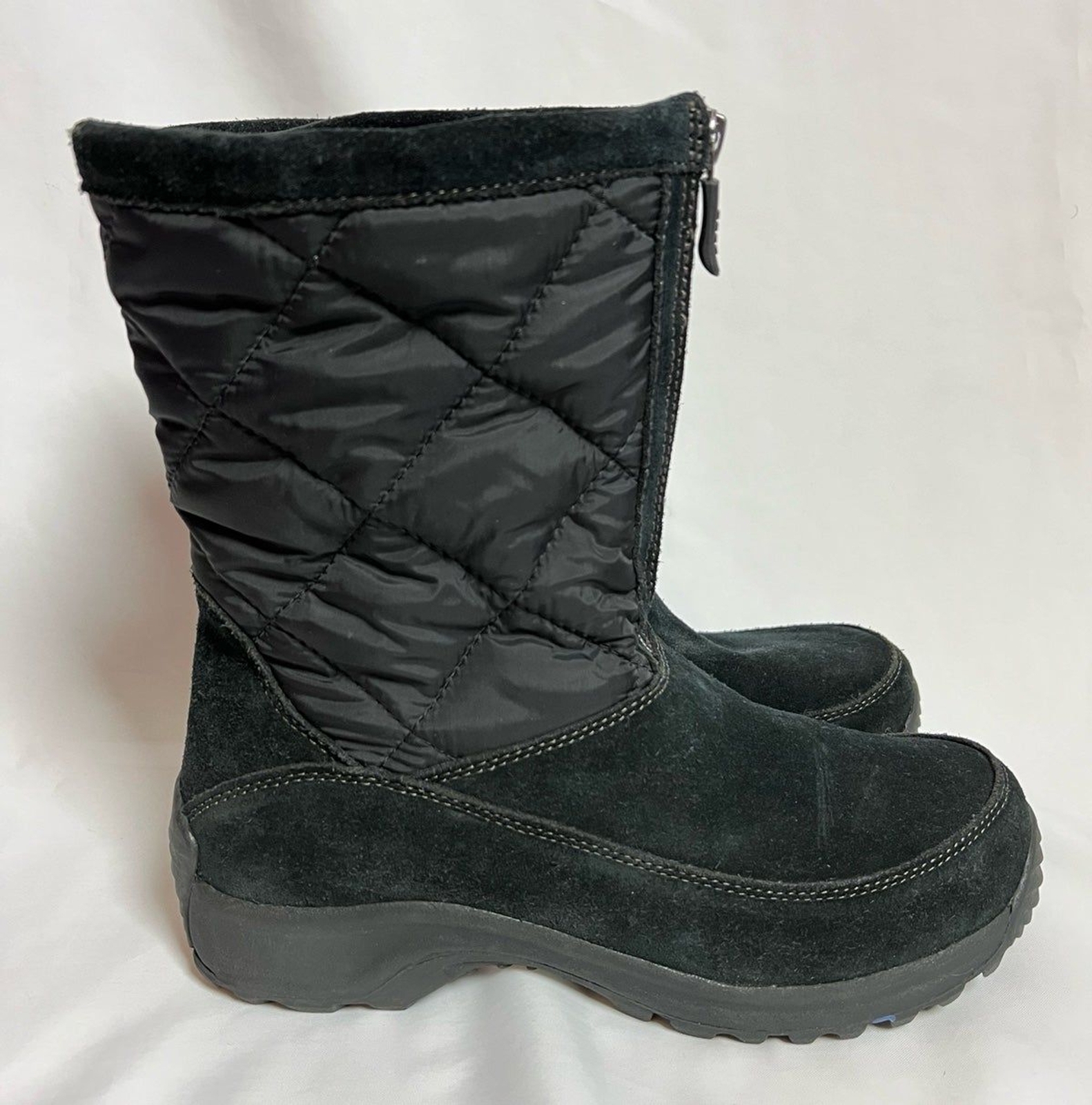LANDS END Quilted Black Suede Snow Boots Size 7 1/2 (Bx 7) eBay