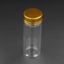 5pcs 40ml 80mm x 30mm Empty Clear Glass Bottles Display Storage Vials Gold Cap