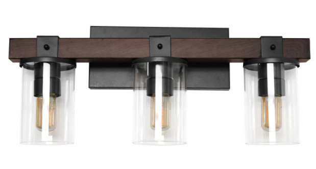 Элегантный дизайн Промышленный Деревенский фонарь с восстановленным видом на дерево 3-х Световая ванна