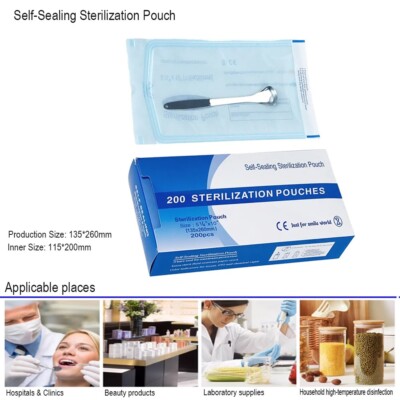 135*260mm Self-Sealing Sterilization Pouches for Surgical Disinfection Packaging