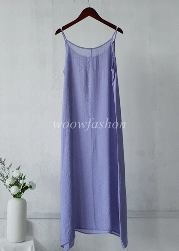 New Women Under Slip Dress Cotton Silk Camisole Full Slip Dress Loose Petticoat - Picture 7 of 33