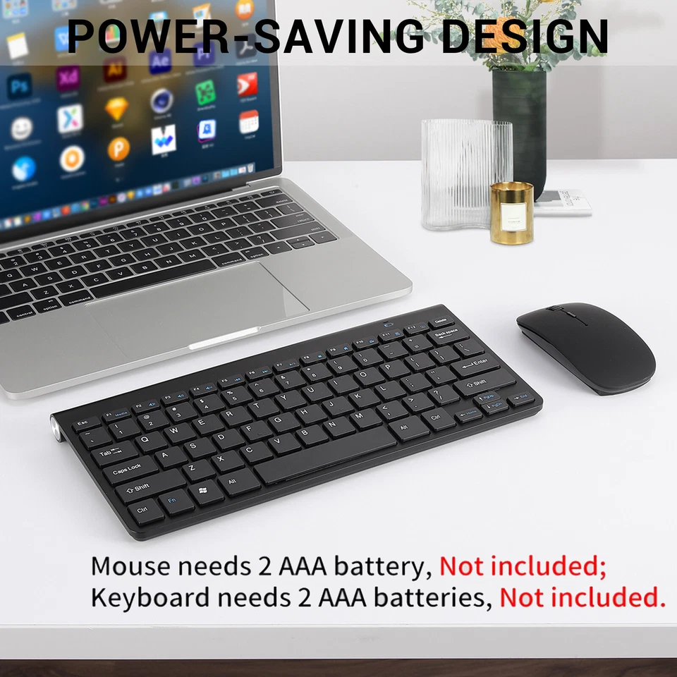 Mini Wireless Keyboard And Mouse Set Waterproof 2.4G For MAC Windows PC Computer - Image 2 of 4