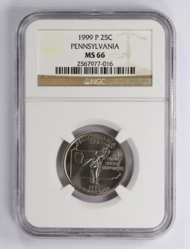 1999-P 25C Pennsylvania State Quarters NGC MS66